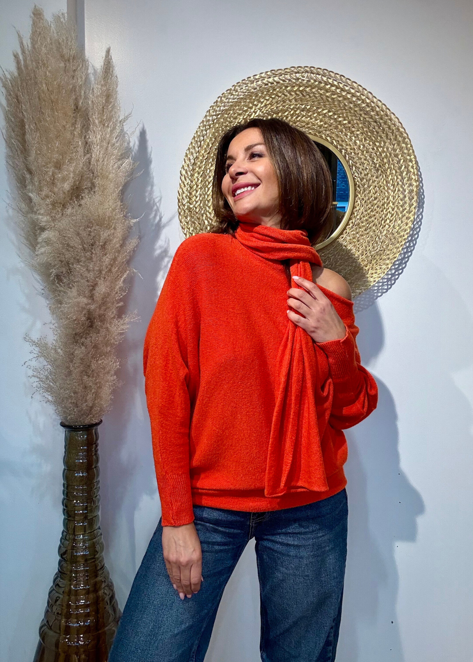 Pull Chauve-Souris avec Écharpe - Élégance Italienne