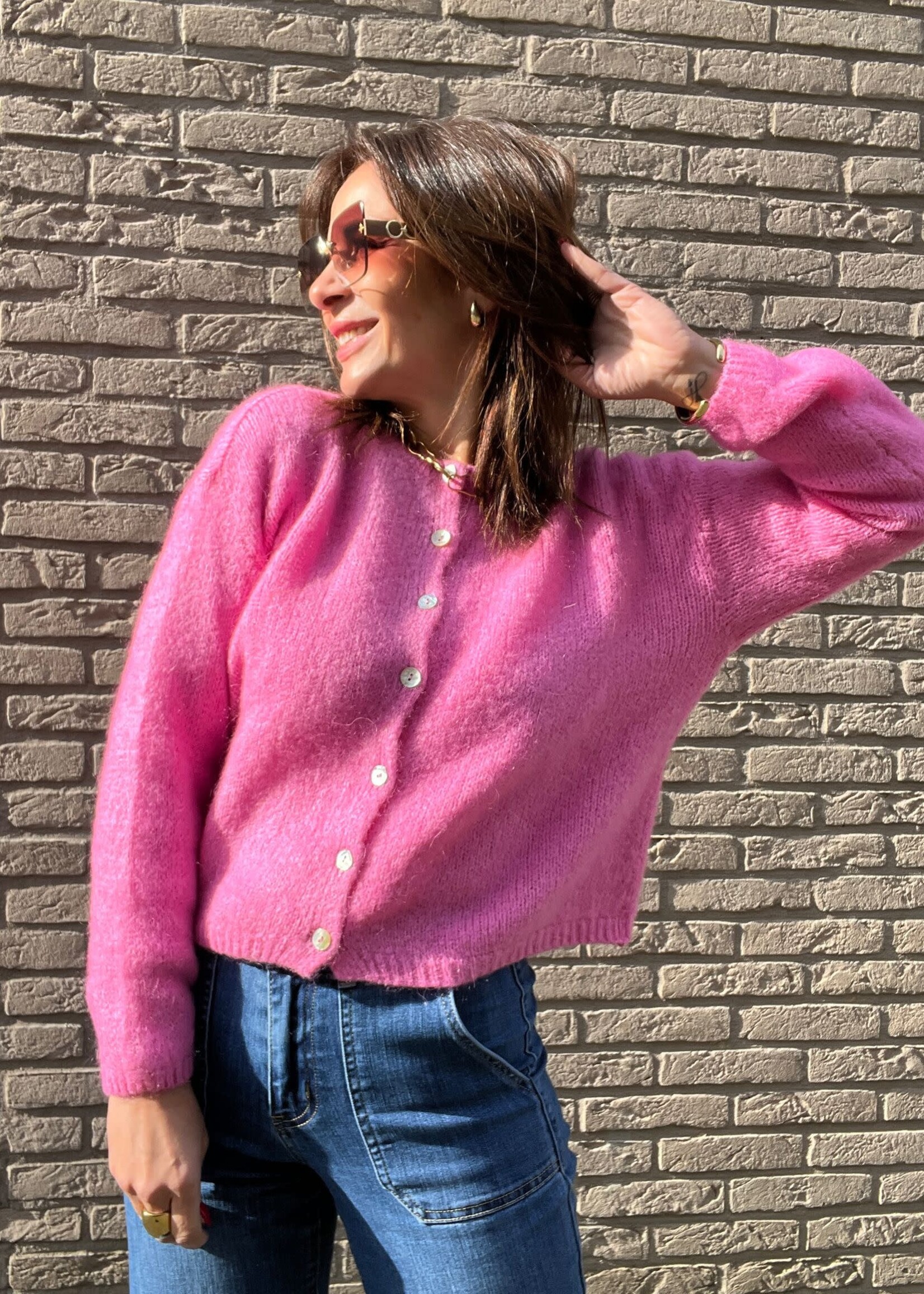 GILET MAXIMA A BOUTONS COL ROND