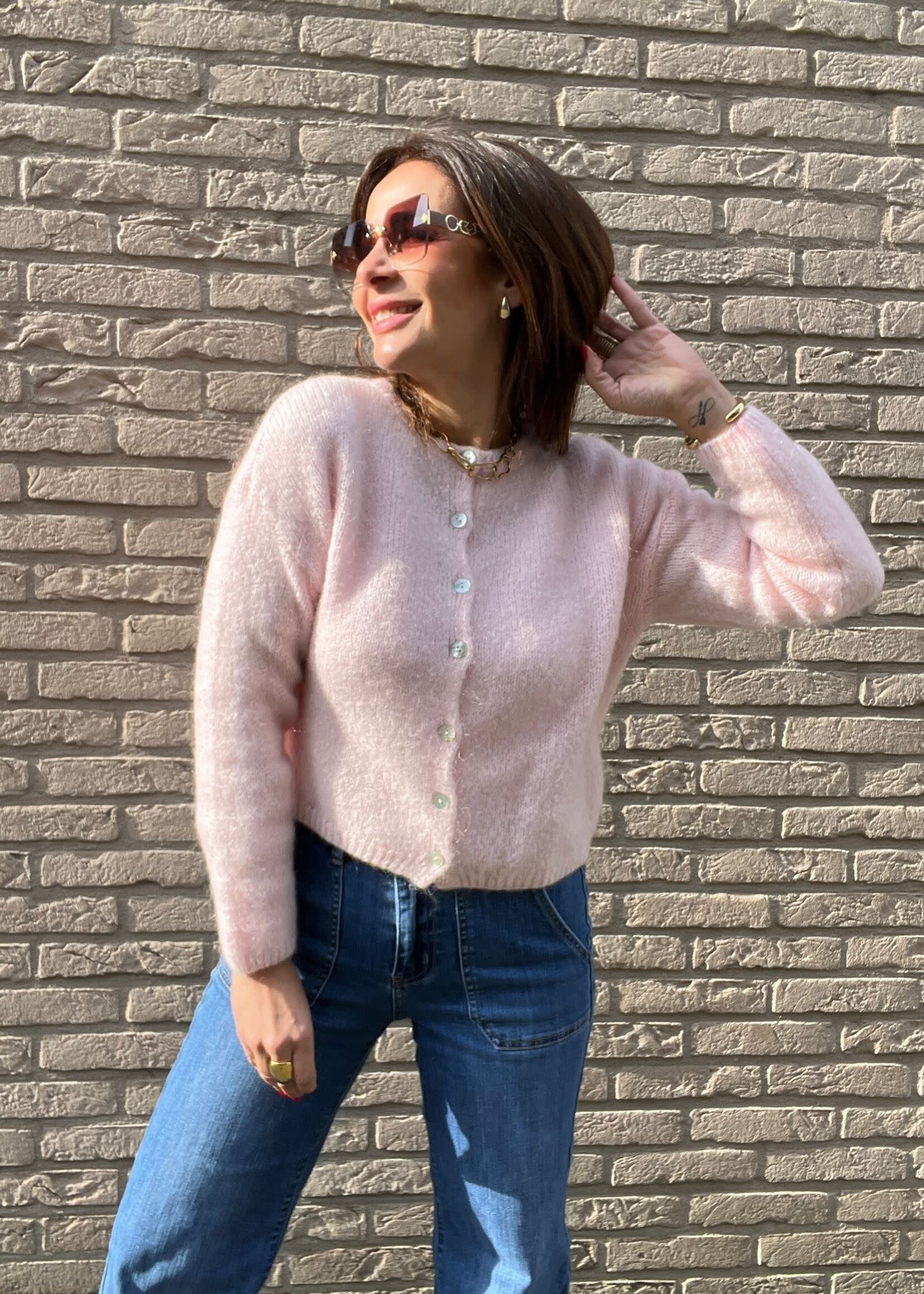GILET MAXIMA A BOUTONS COL ROND