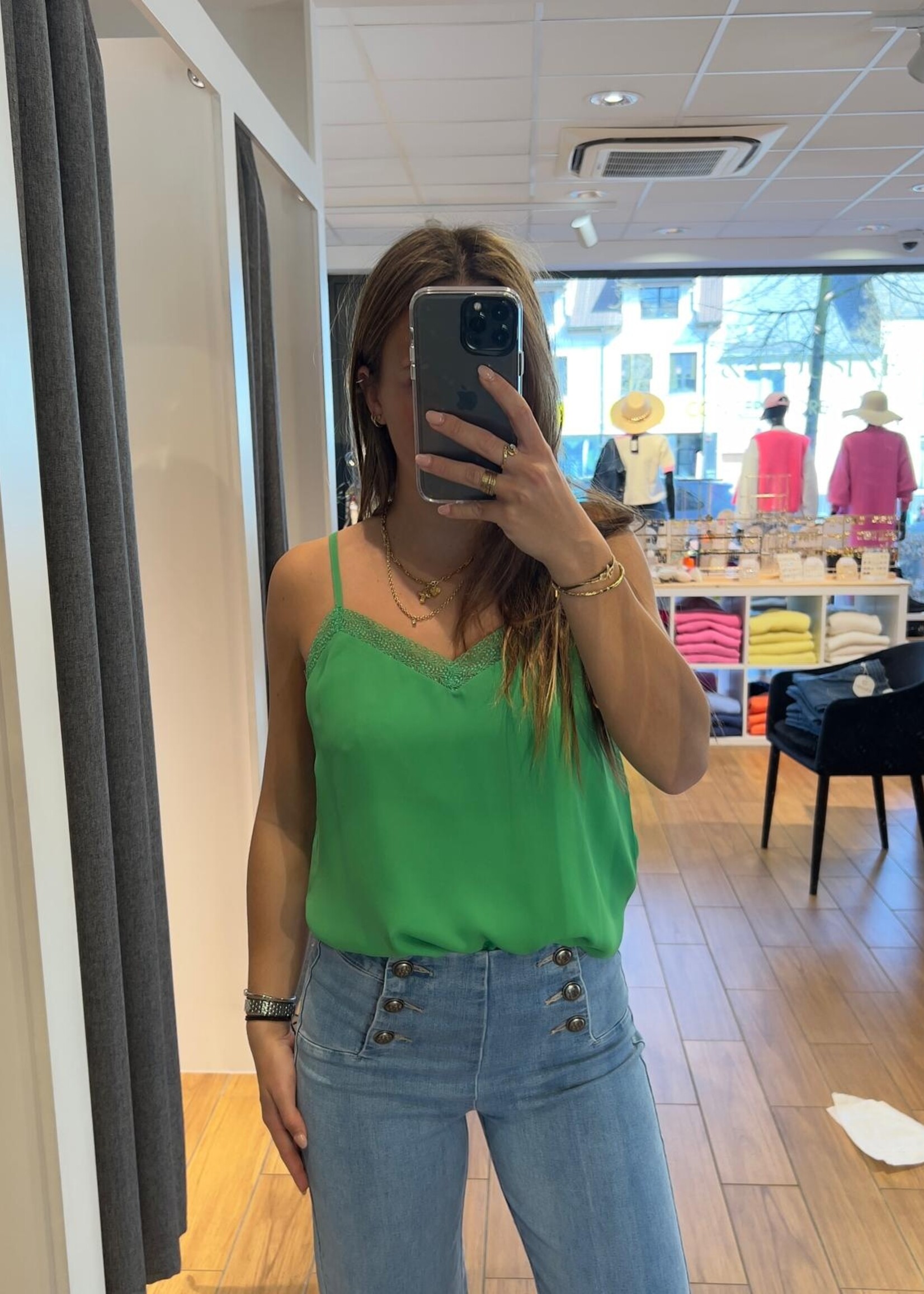 MAJOLICA GROENE TOP MJ DENTELLE VERSTELBARE BANDJES