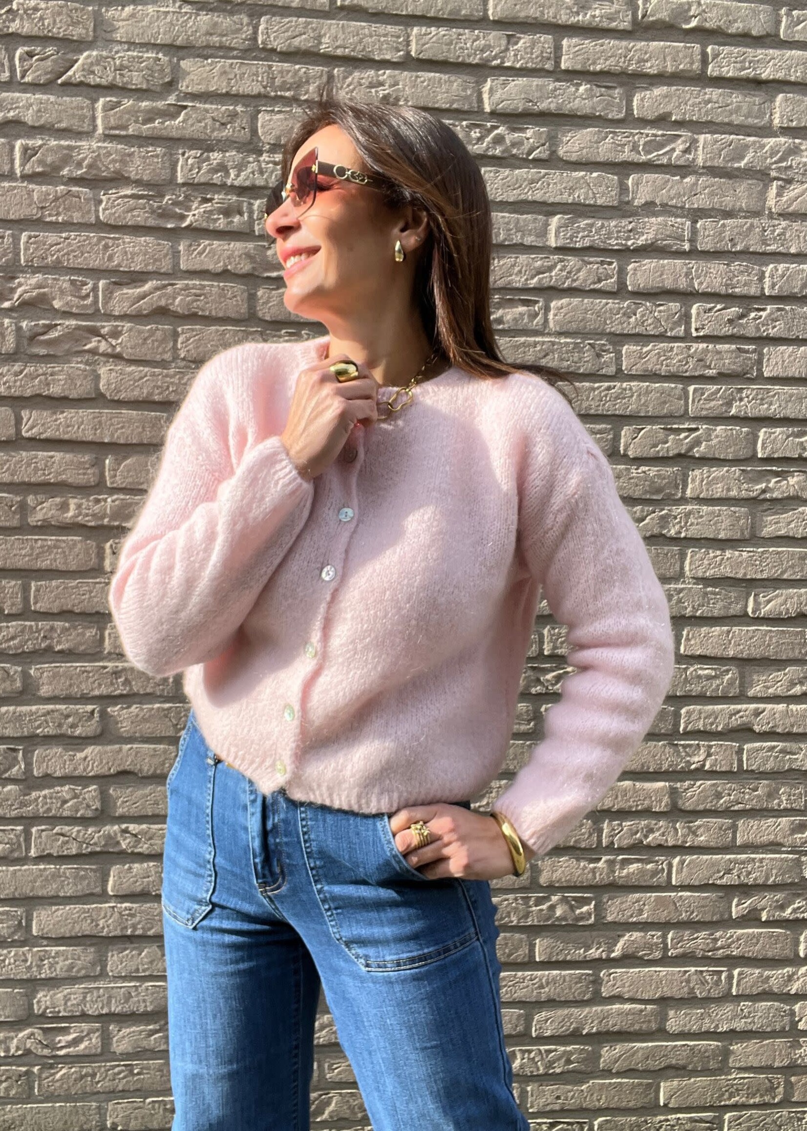GILET MAXIMA A BOUTONS COL ROND