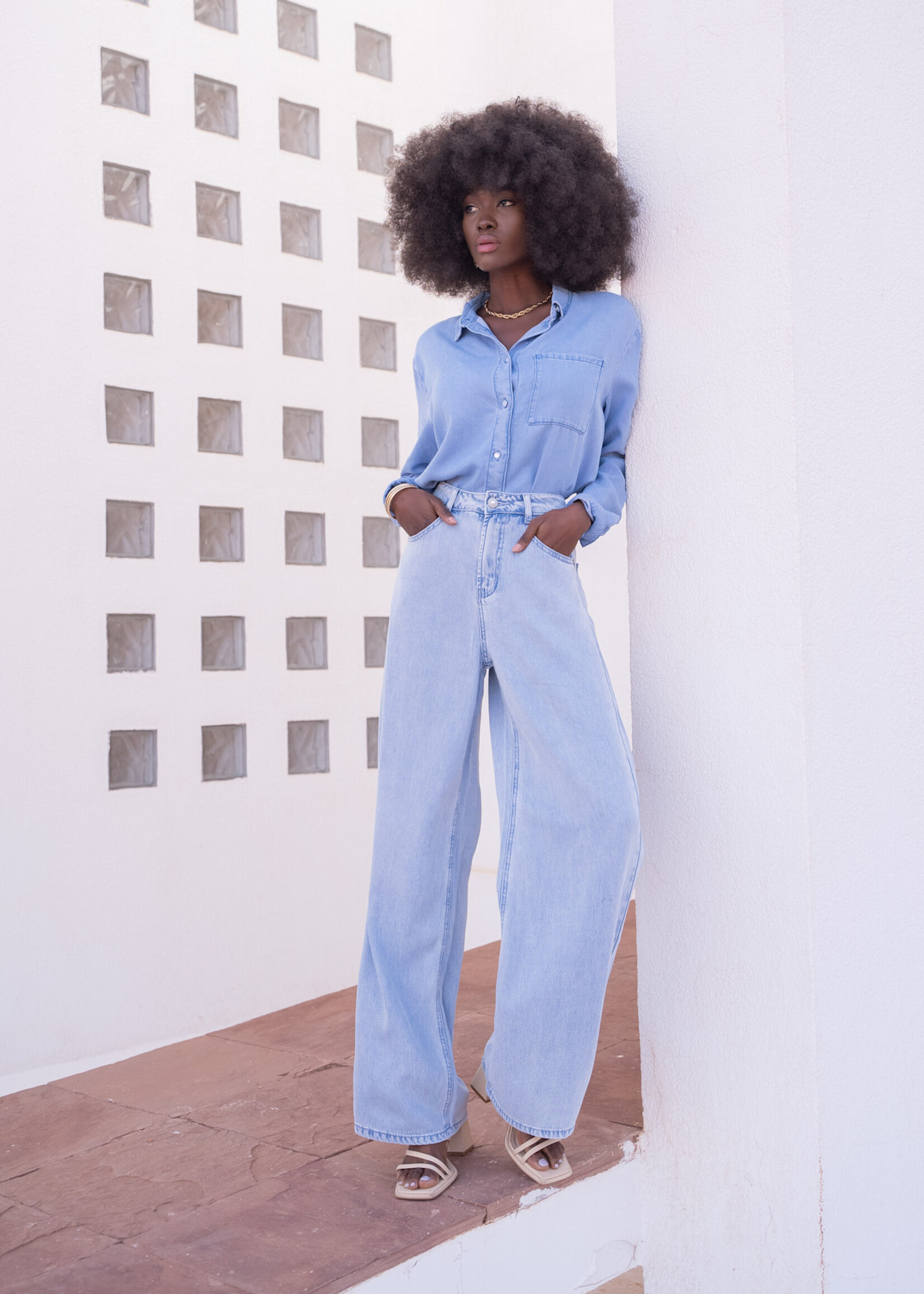 ORAIJE Jean Wilene Wide en lyocell, large et confortable. Tissu naturel et doux, idéal pour un look décontracté et responsable. Parfait pour allier style et bien-être au quotidien.