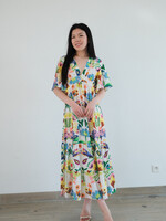 UNIKA ROBE LONGUE A COURTES MANCHES - FLORAL