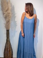 terra di siena LANGE JURK IN JEANS MET FIJNE BANDJES - ONE SIZE