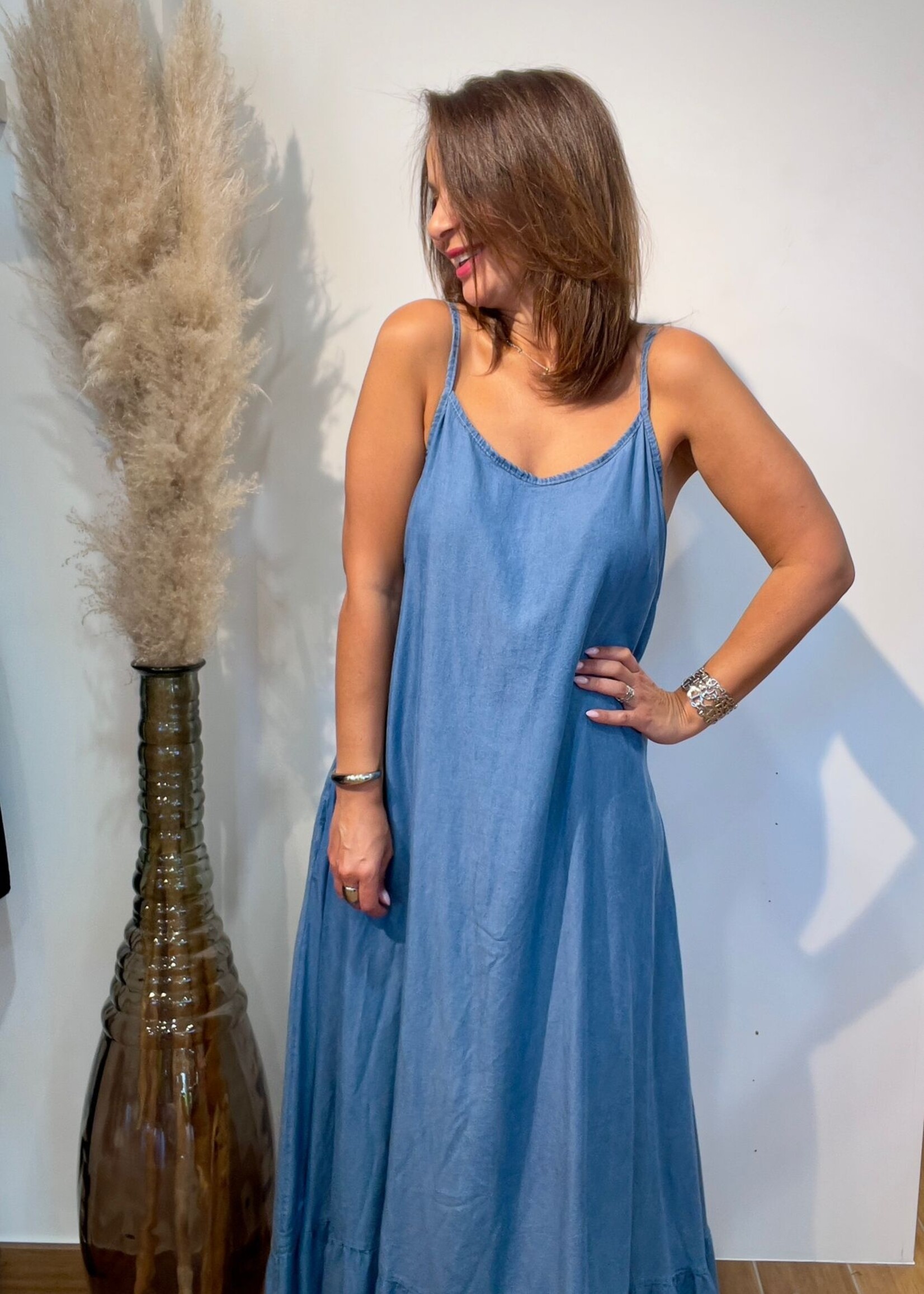 terra di siena ROBE JEAN LONGUE FINES BRETELLES - ONE SIZE