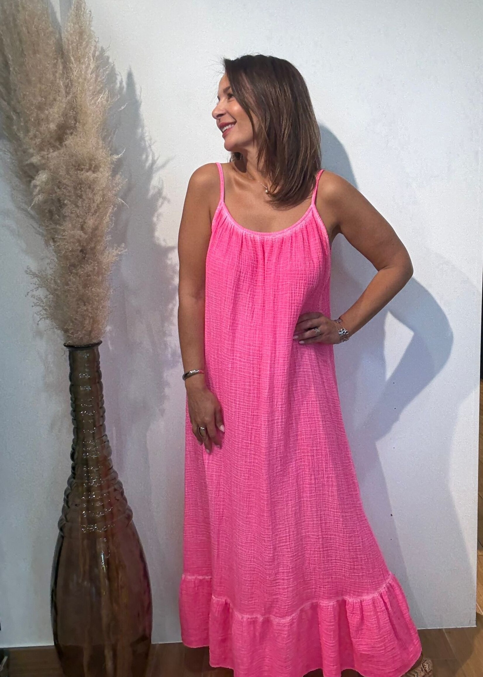 terra di siena ROBE LONGUE FLUO GAZE DE COTON - ONE SIZE
