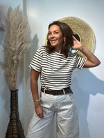 T-SHIRT A COURTES MANCHES A RAYURES BRUNES ET BLANCHES
