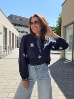 CHEMISIER BLEU MARINE BRODE