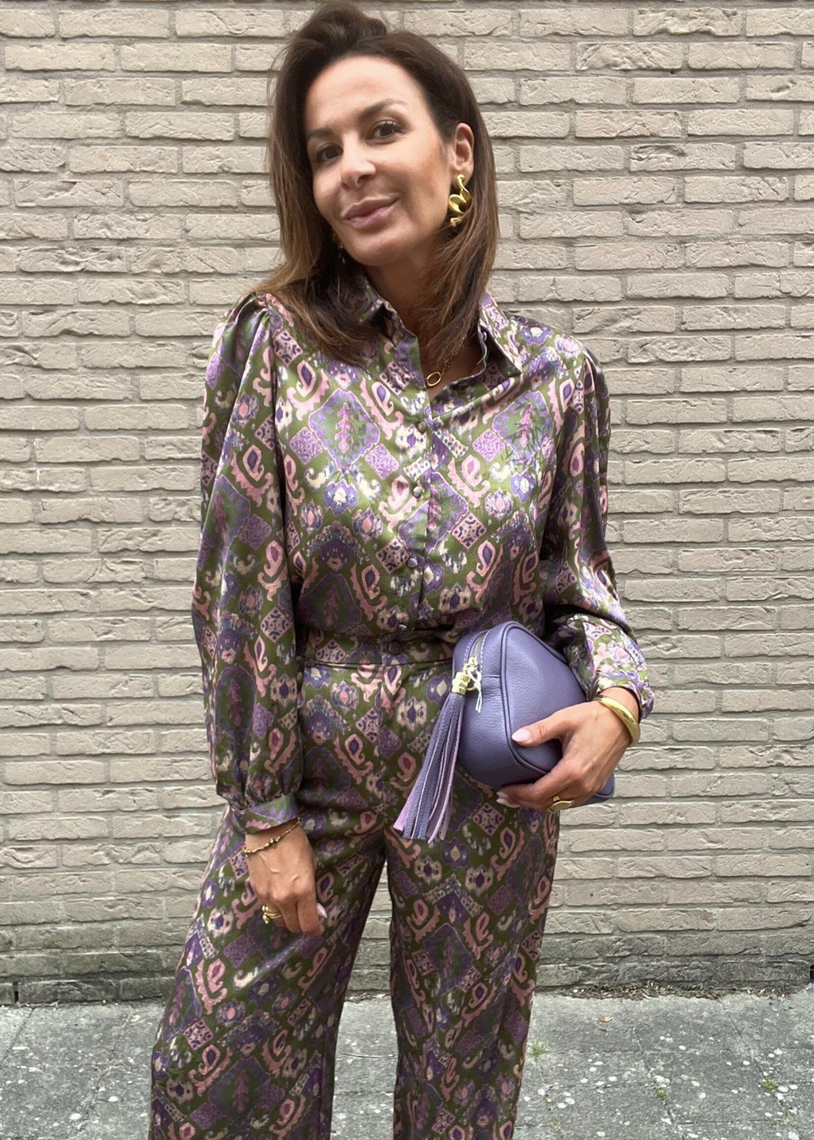 Satijnen blouse met geometrische print