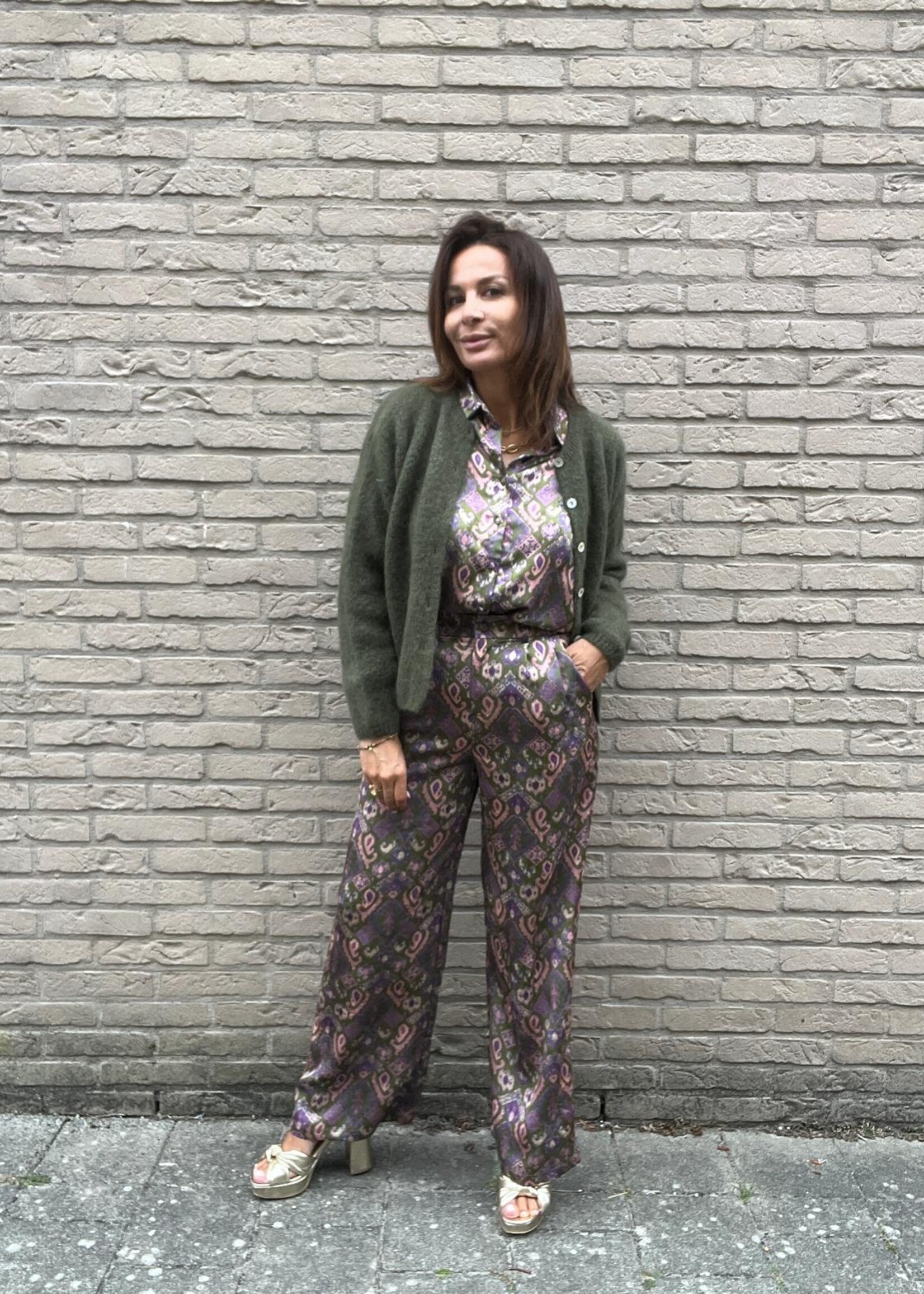 Pantalon Satin Avec Imprimé Géométrique