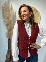 GILET SANS MANCHES BORDEAUX A BOUTONS DORÉS - ONE SIZE