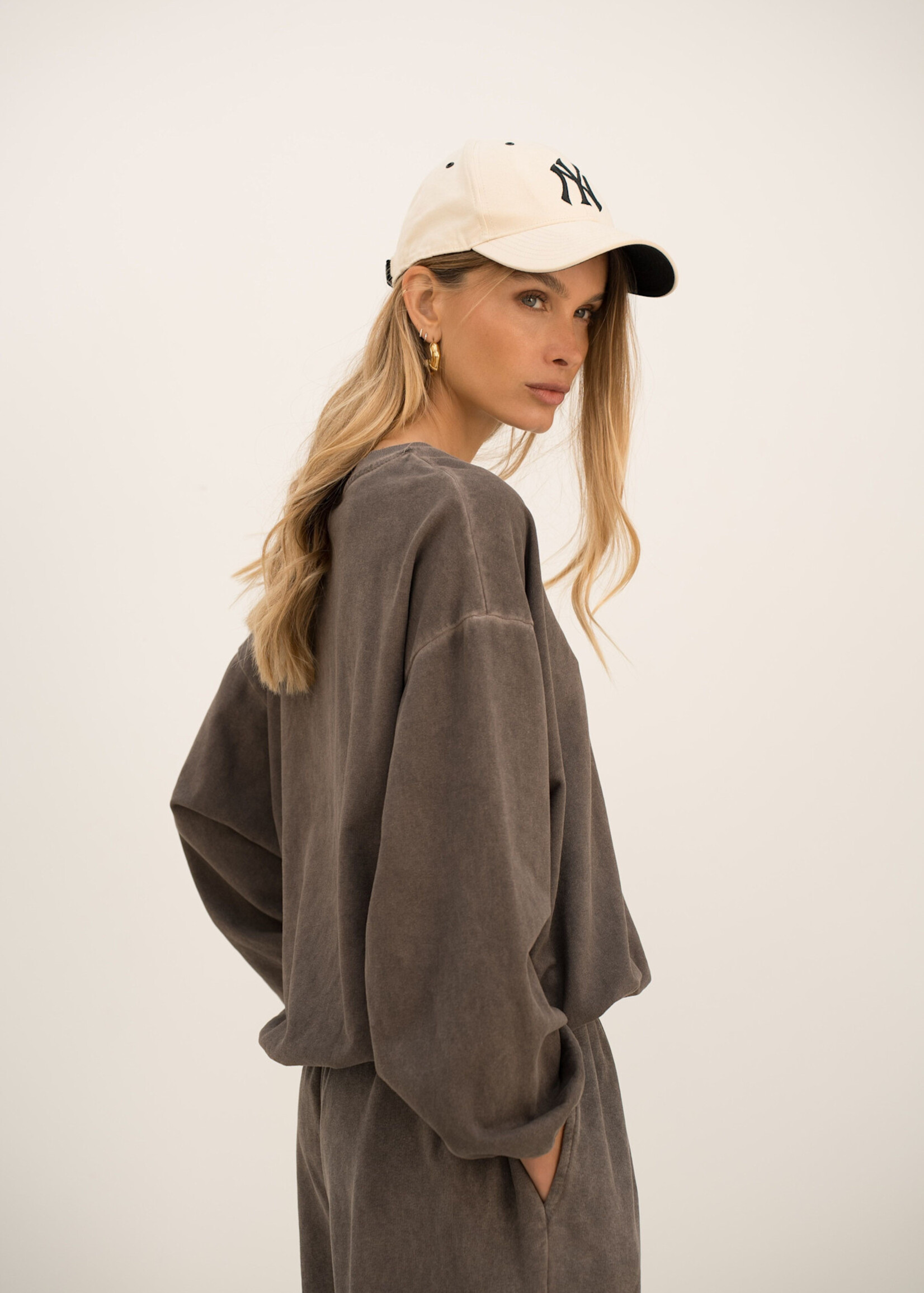 Vintage Sweatshirt met Elastische Taille – 100% Katoen