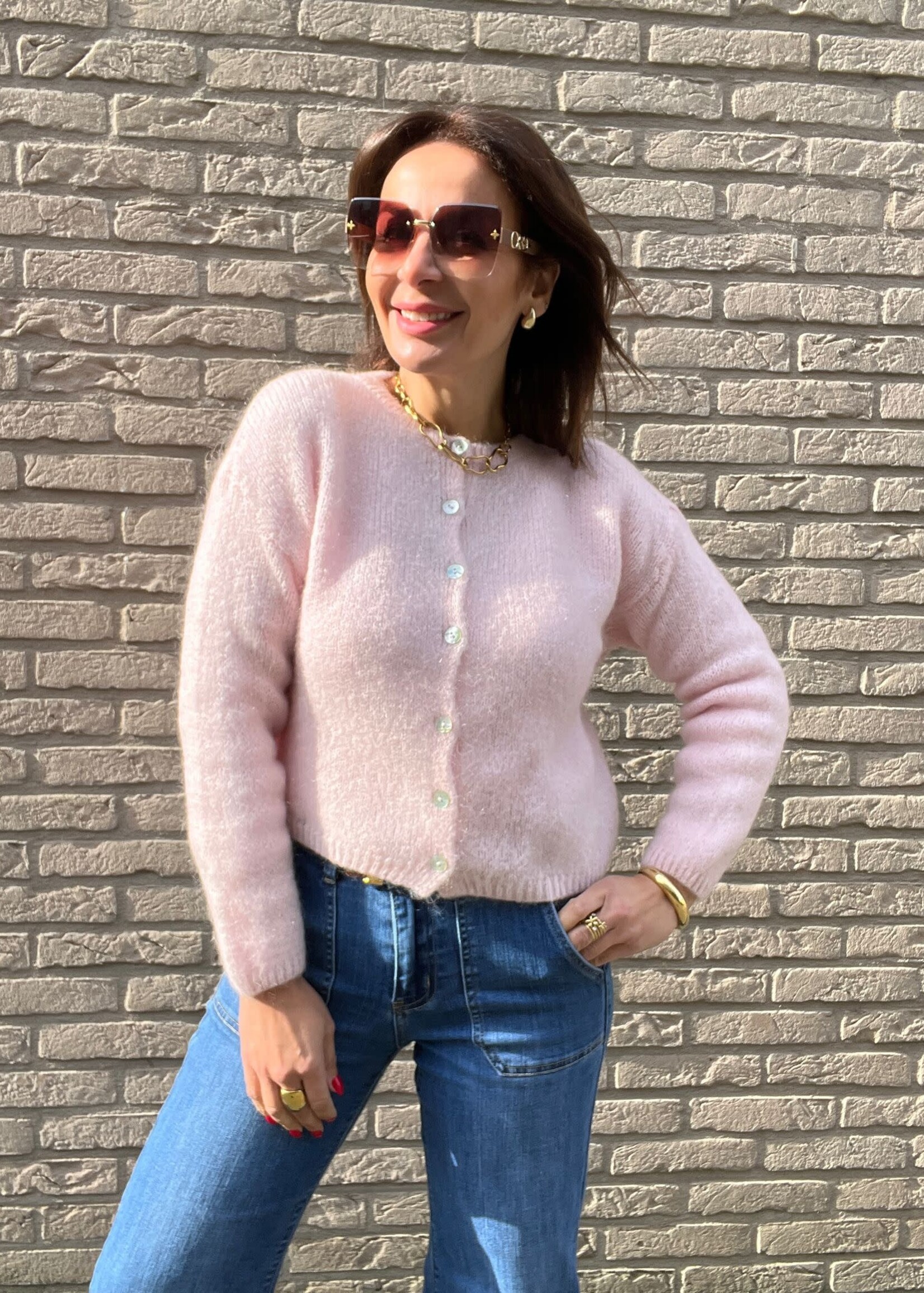 GILET MAXIMA A BOUTONS COL ROND