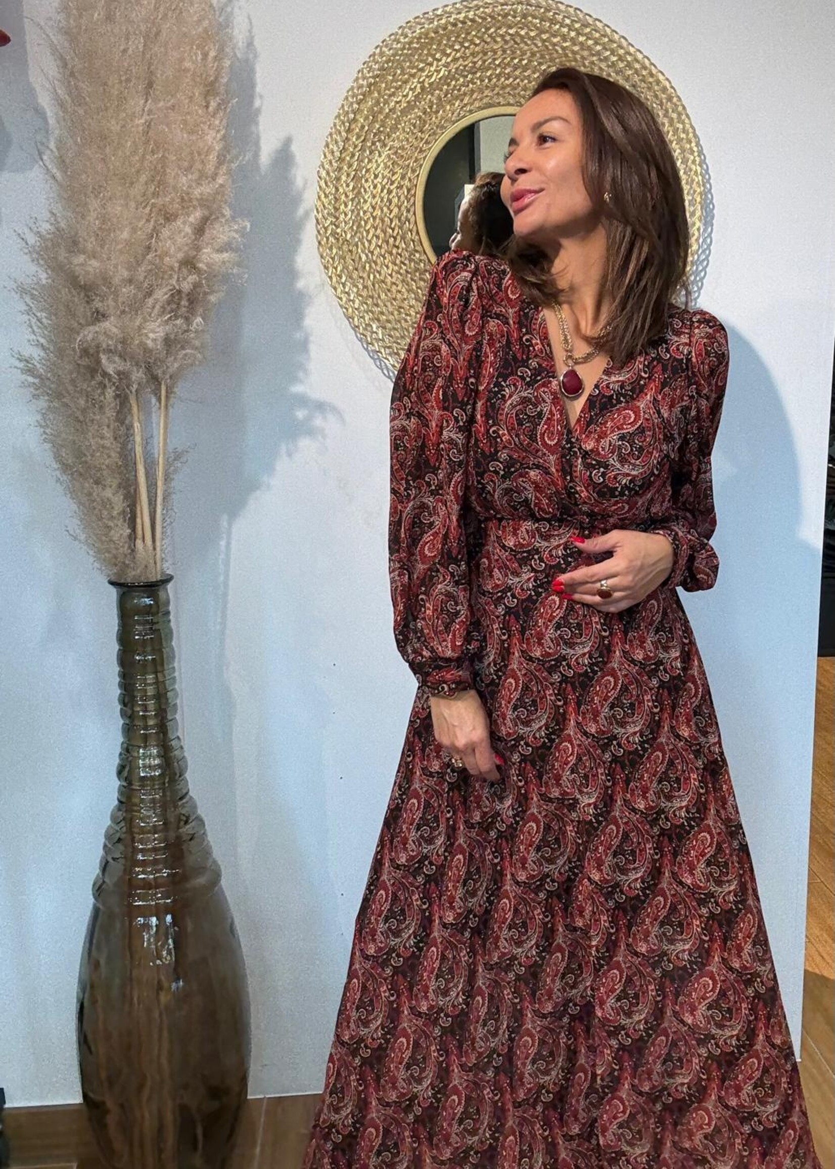 Robe Longue à Motif Paisley – Élégance & Fluidité