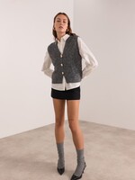 GILET GRIS SANS MANCHES BOUTONS DORÉS - ONE SIZE