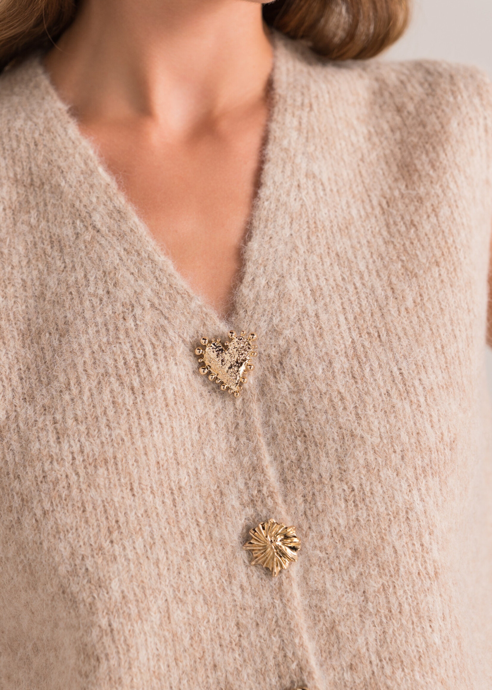 GILET BEIGE SANS MANCHES BOUTONS DORÉS - ONE SIZE