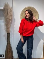 SARA TRUI ALPAGA RONDE HALS EN OPGEPOFDE MOUWEN