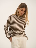 PULL LEGER A RAYURES - COL BATEAU - ONE SIZE CHOCO