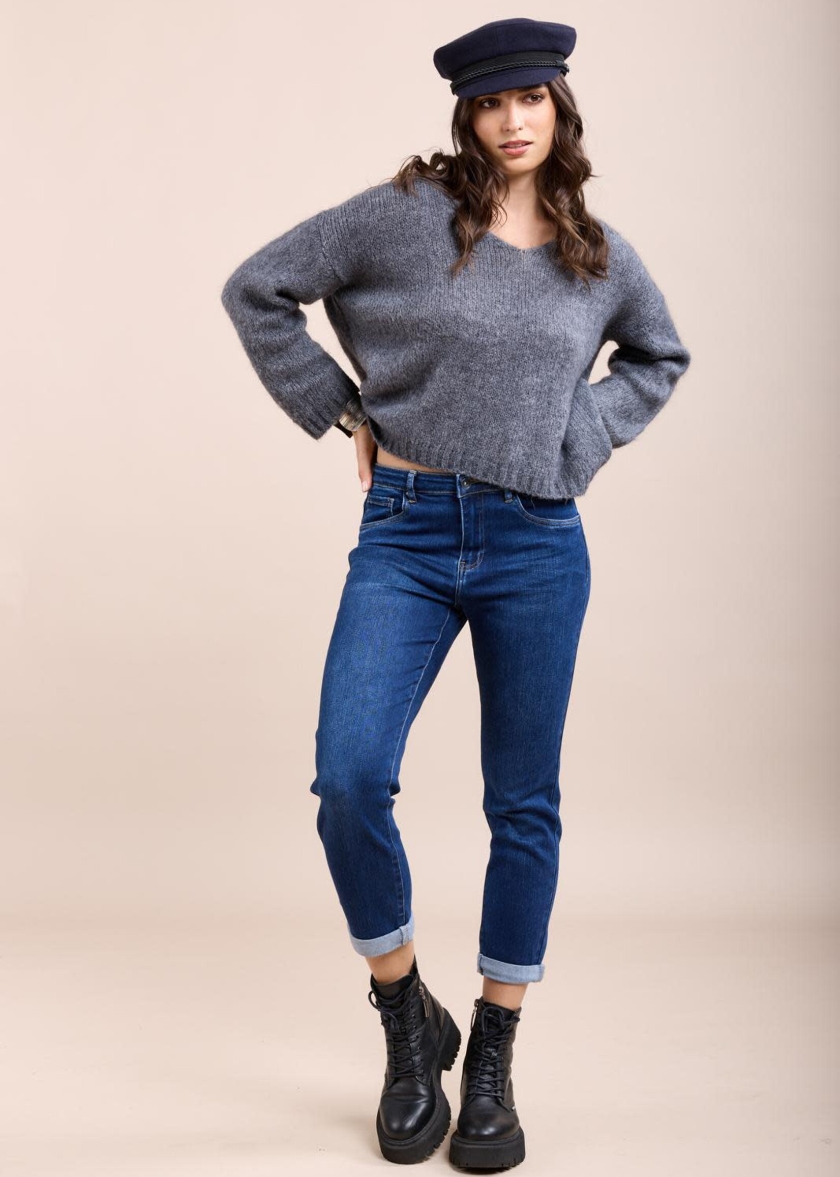 TOXIK3 TOXIK3 BOYFRIEND-JEANS MET OURLET