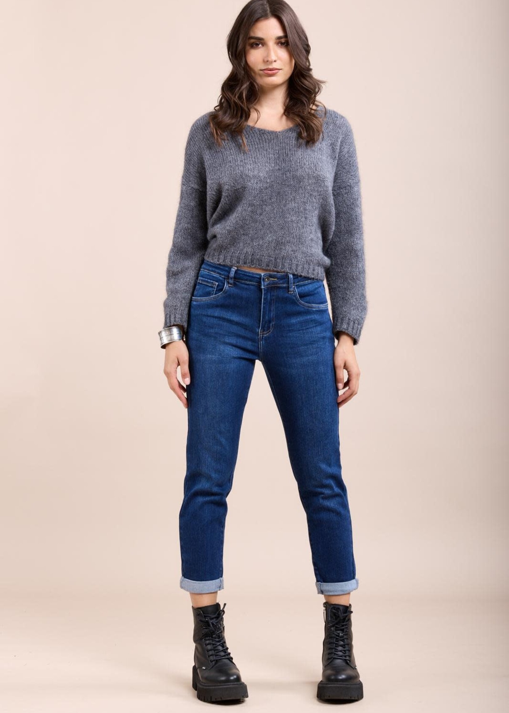 TOXIK3 TOXIK3 BOYFRIEND-JEANS MET OURLET