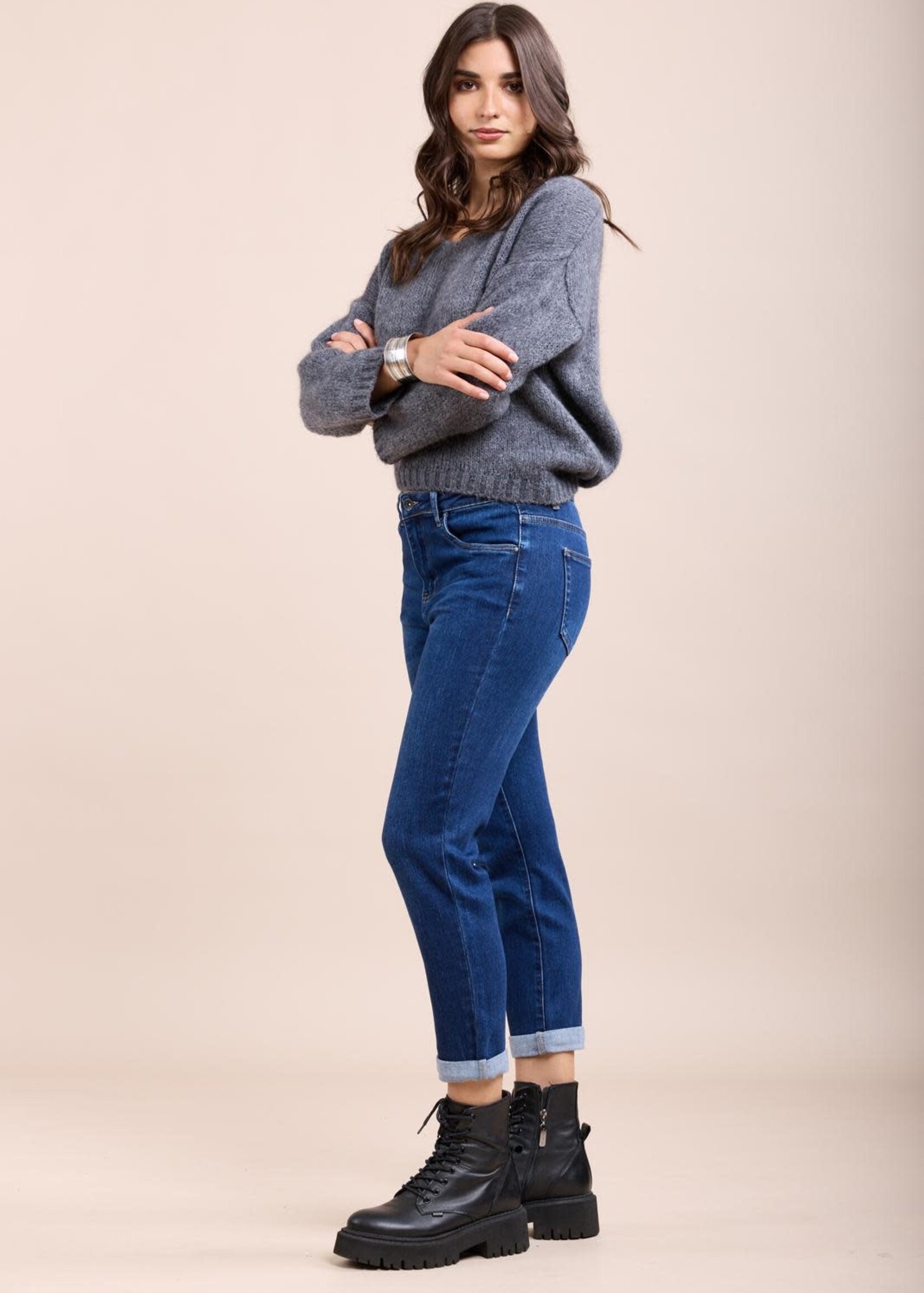 TOXIK3 TOXIK3 BOYFRIEND-JEANS MET OURLET