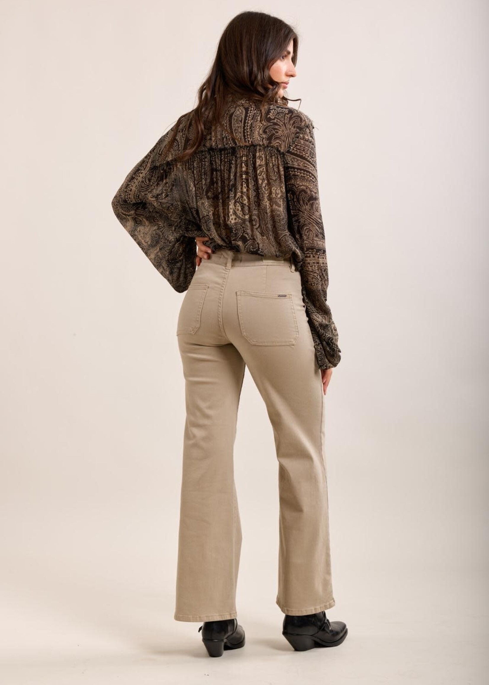 TOXIK3 TOXIK3 HOGE TAILLE FLARE BROEK MET GROTE ZAKKEN