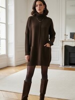 ROBE PULL COL ROULÉ - MARRON - ONE SIZE