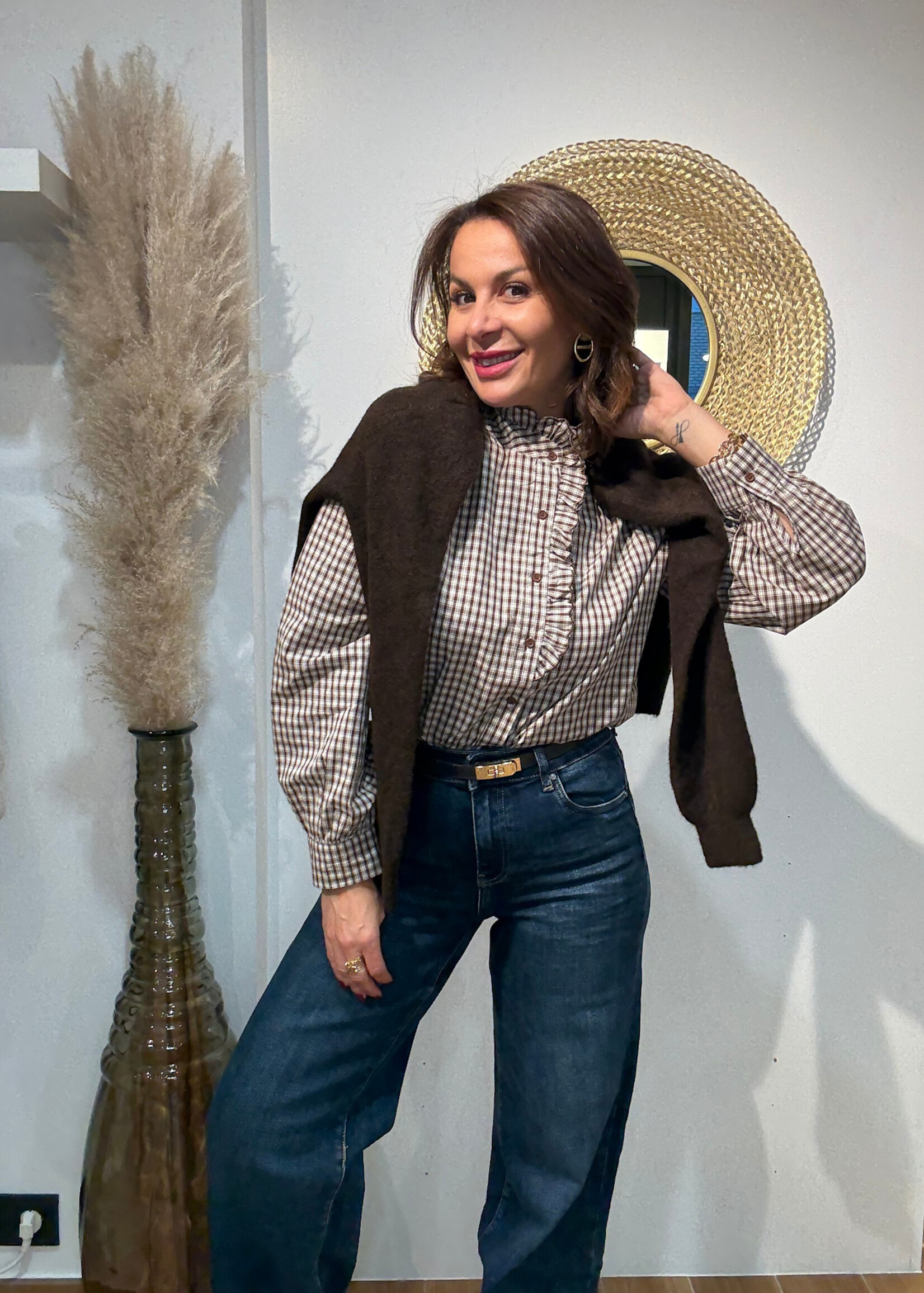 CHEMISE VICHY COL MONTANT