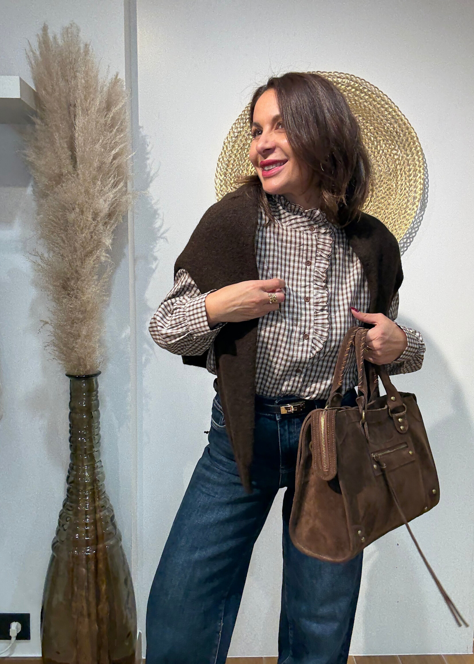 CHEMISE VICHY COL MONTANT