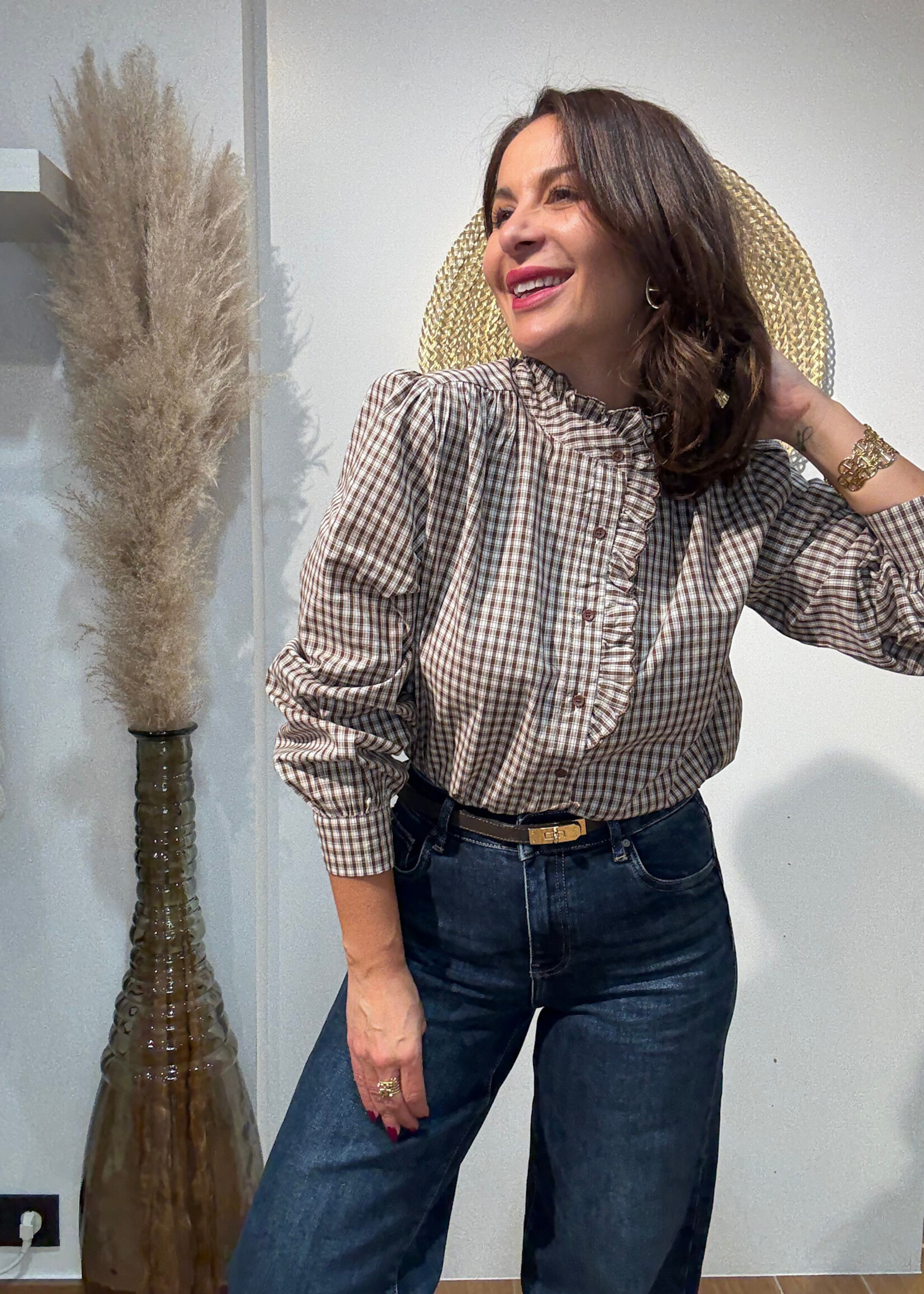 CHEMISE VICHY COL MONTANT