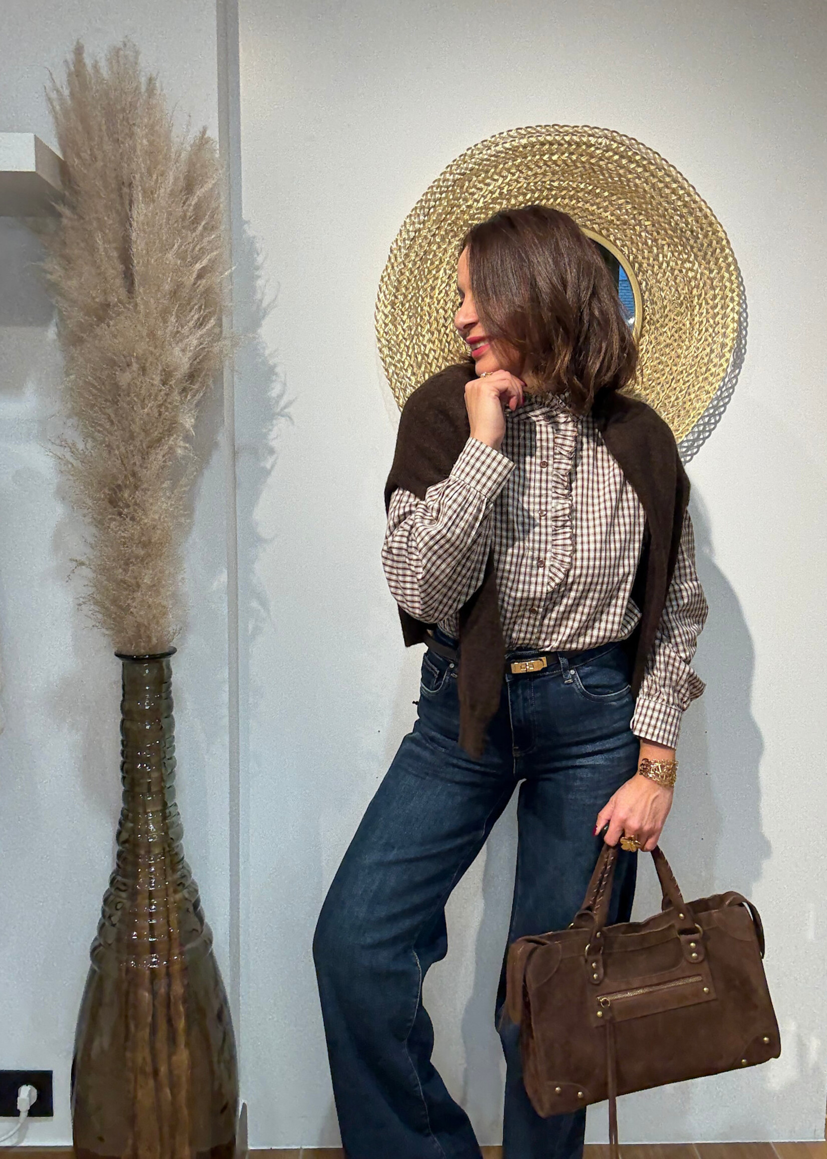 CHEMISE VICHY COL MONTANT