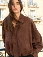 VESTE BOMBER SUEDINE CHOCOLAT