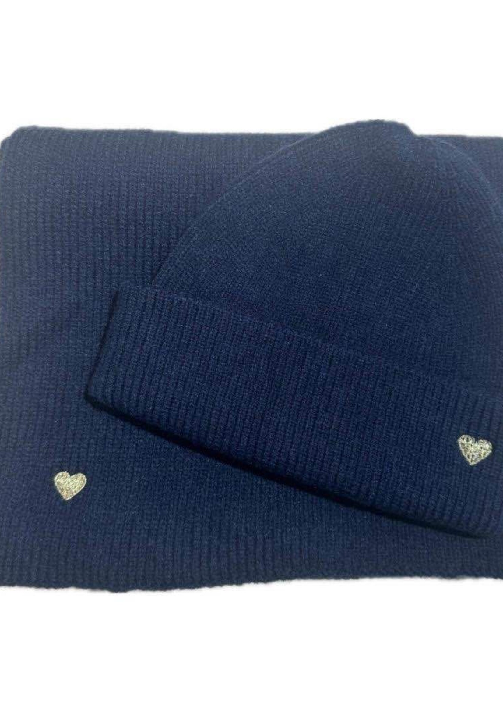 BONNET + ECHARPE BRODERIE COEUR
