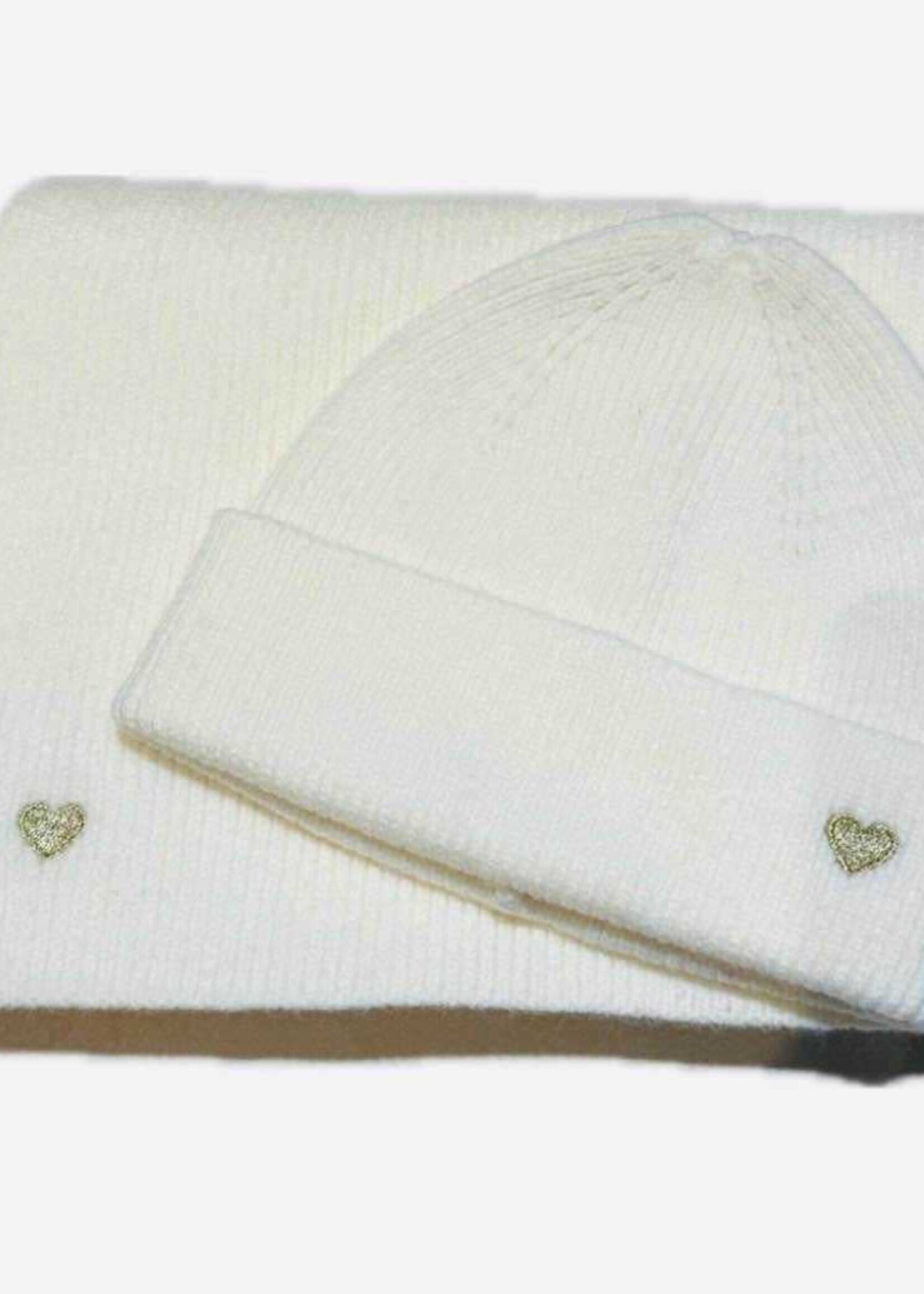 BONNET + ECHARPE BRODERIE COEUR