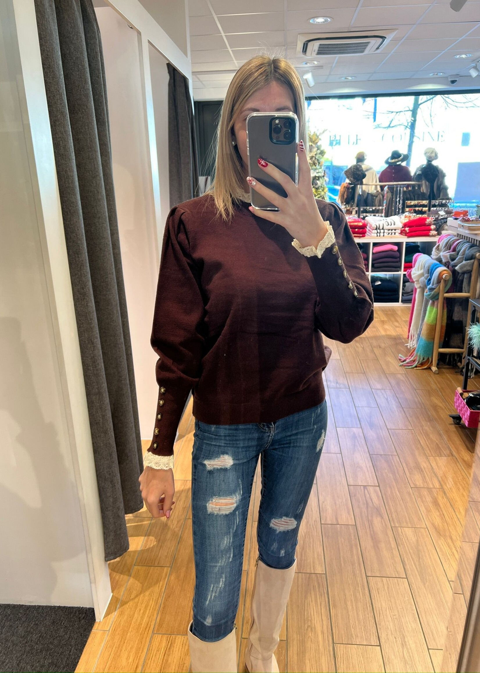 PULL CHOCO COL EN DENTELLE- ONE SIZE