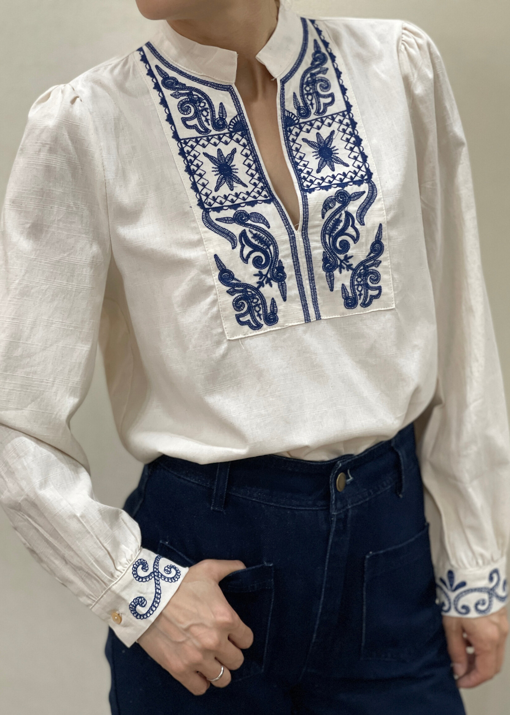 CHEMISE MARINA BRODERIE BLEU