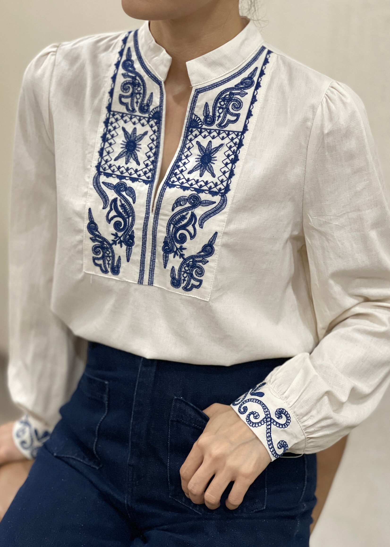 CHEMISE MARINA BRODERIE BLEU