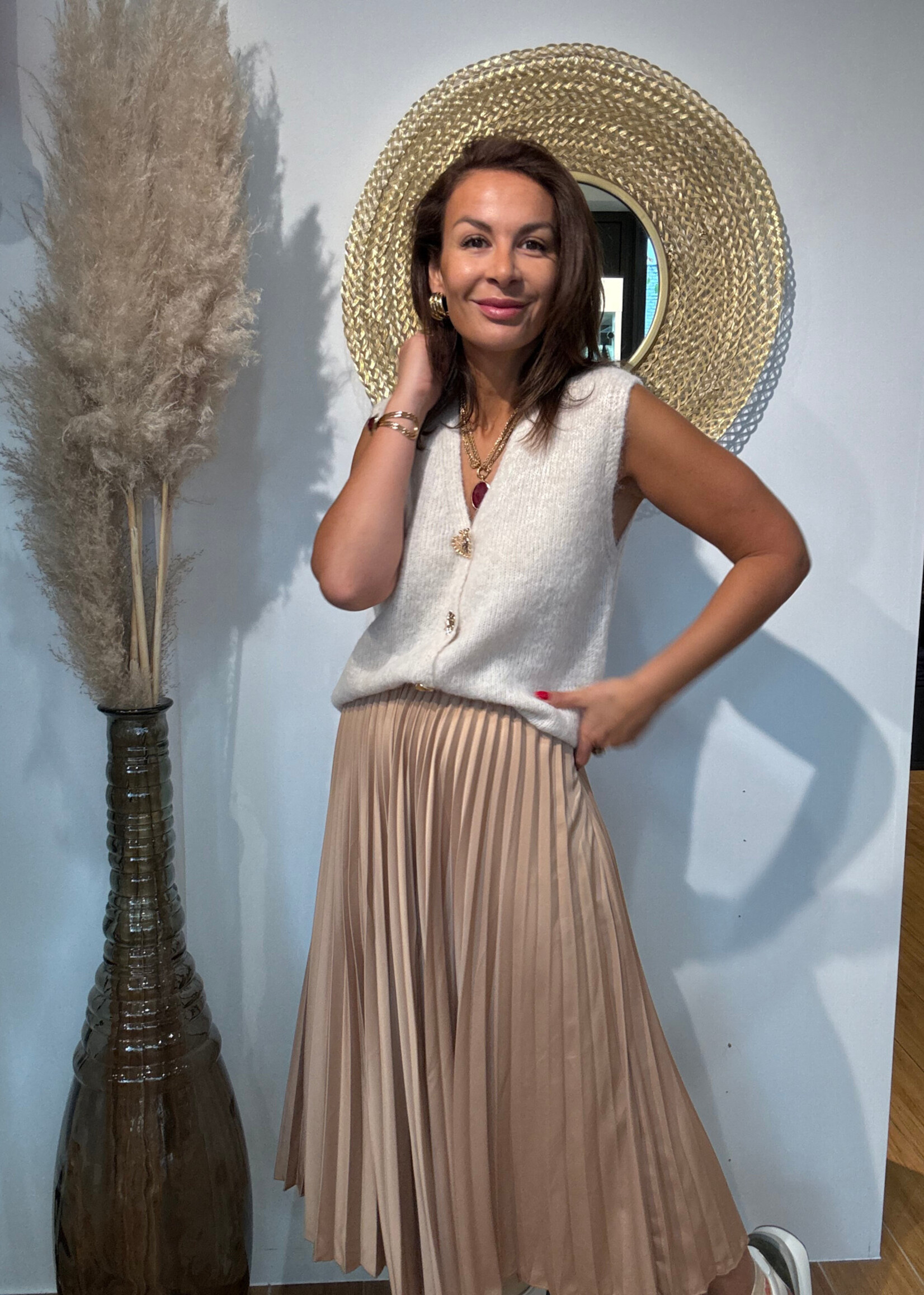 GEPLISSEERD SATIJN ROK CARMEN