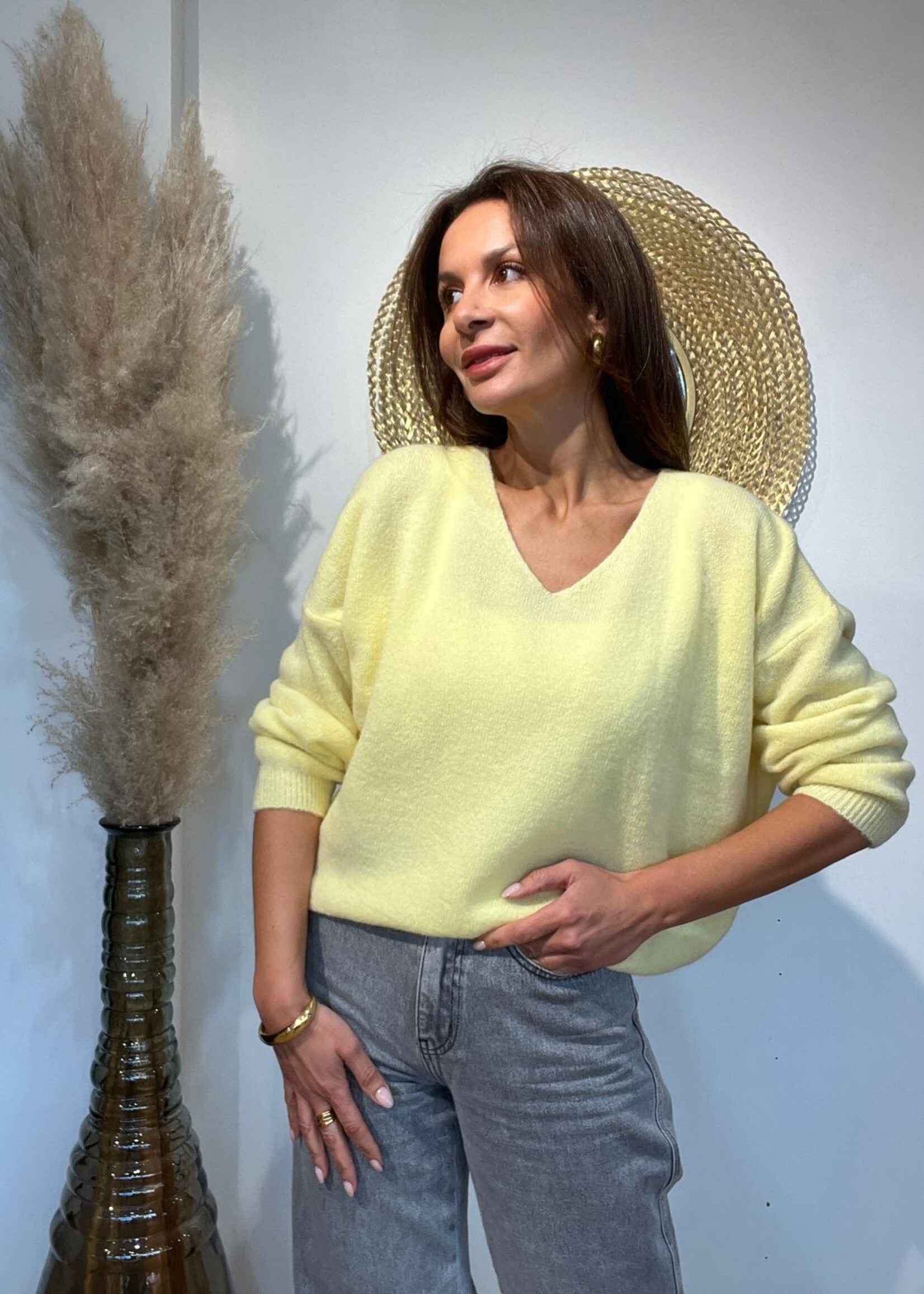 Pull à col v en baby alpaga - douceur et élégance