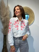 CHEMISE BLANCHE BRODERIE FLORALE MANCHES ET BUSTE