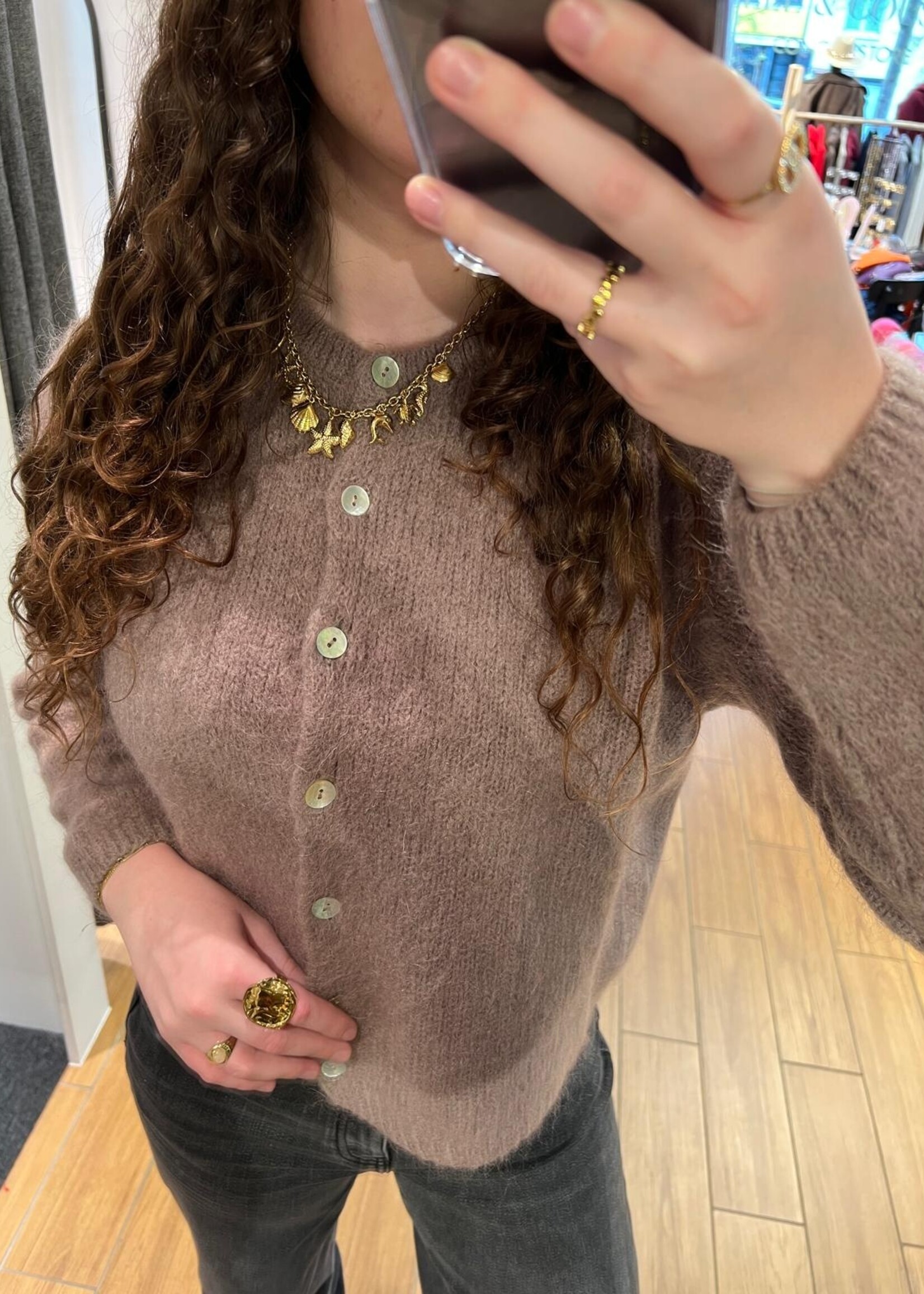 GILET MAXIMA A BOUTONS COL ROND