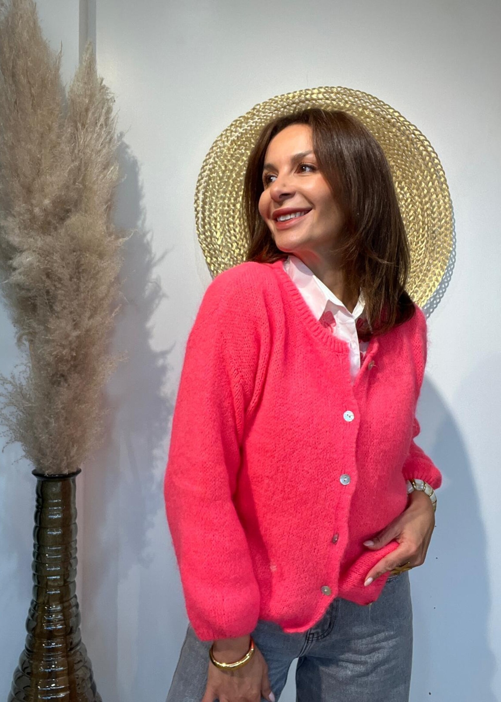 GILET COL ROND MOHAIR A BOUTONS - LOUIZA