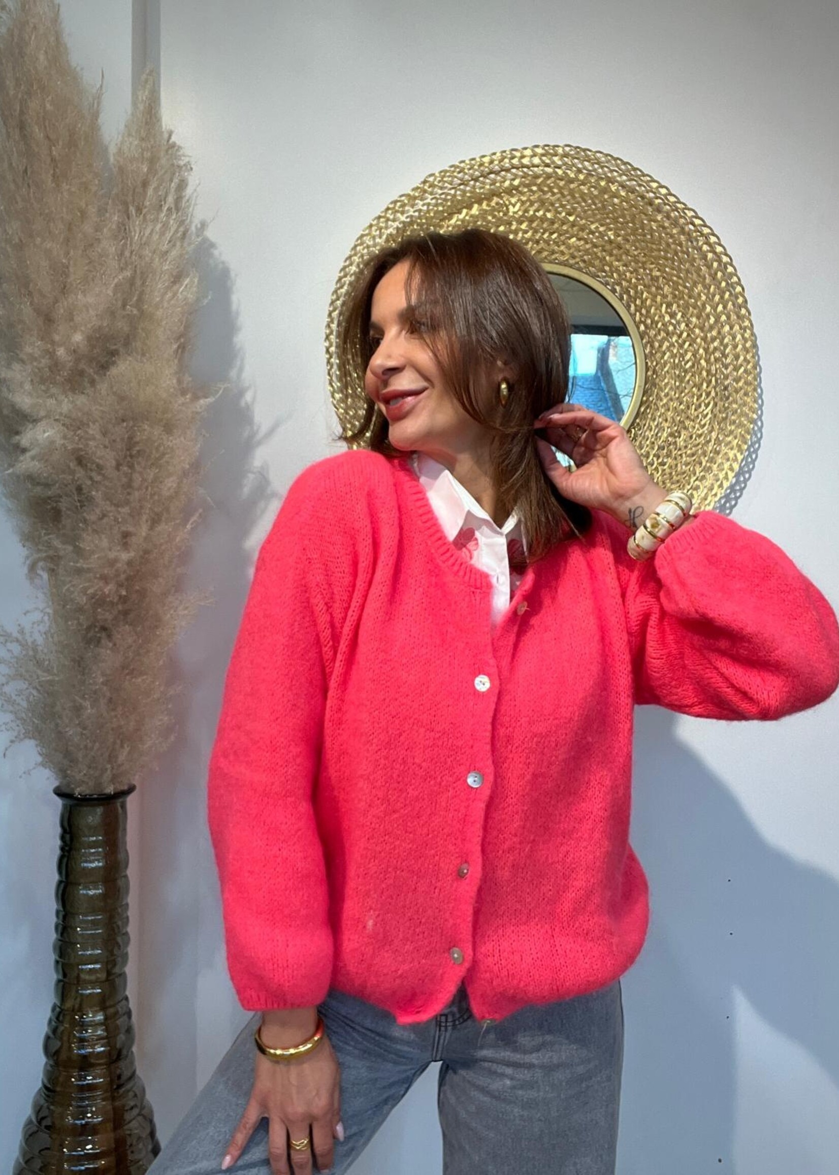 GILET COL ROND MOHAIR A BOUTONS - LOUIZA