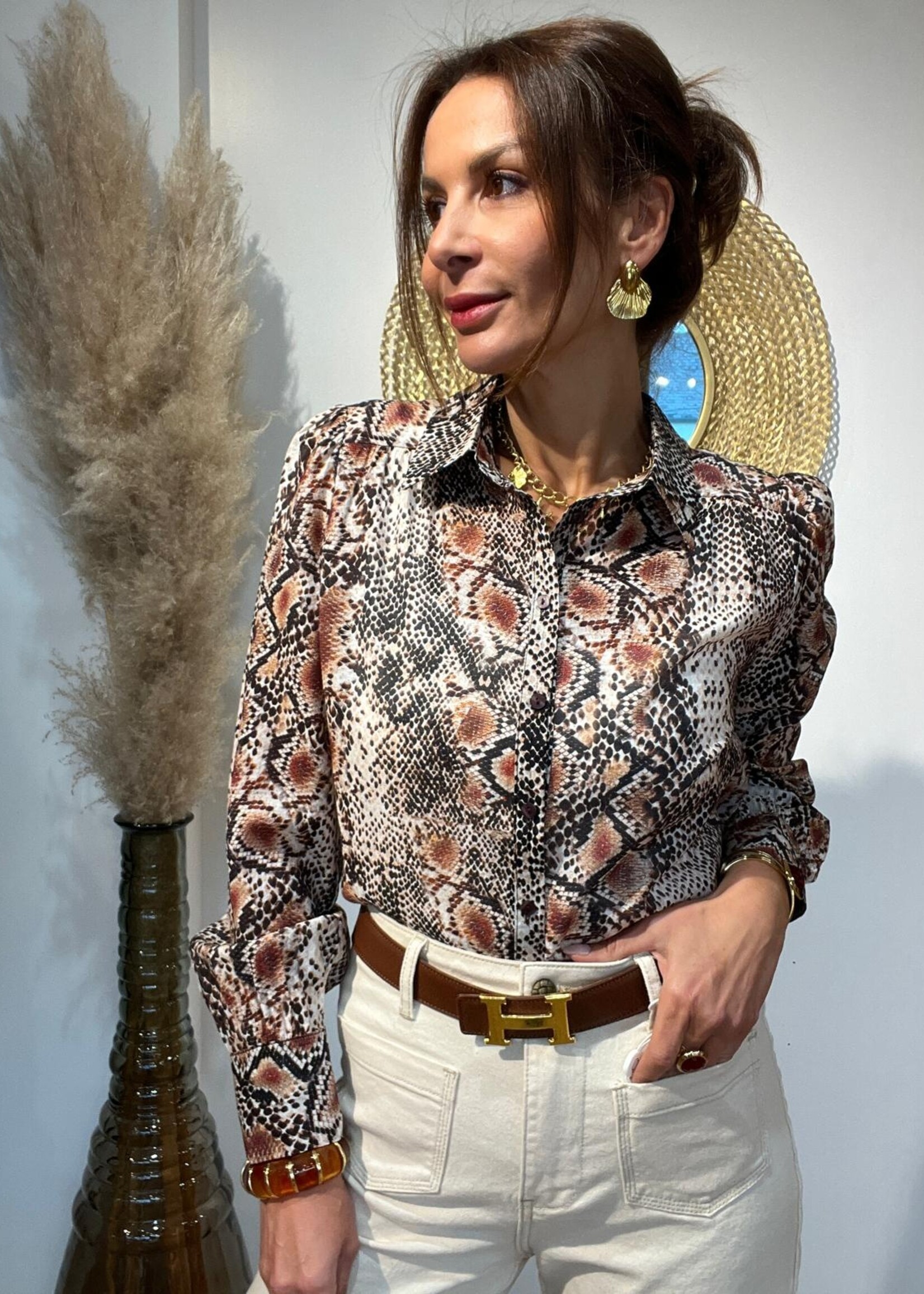 Blouse met reptielprint
