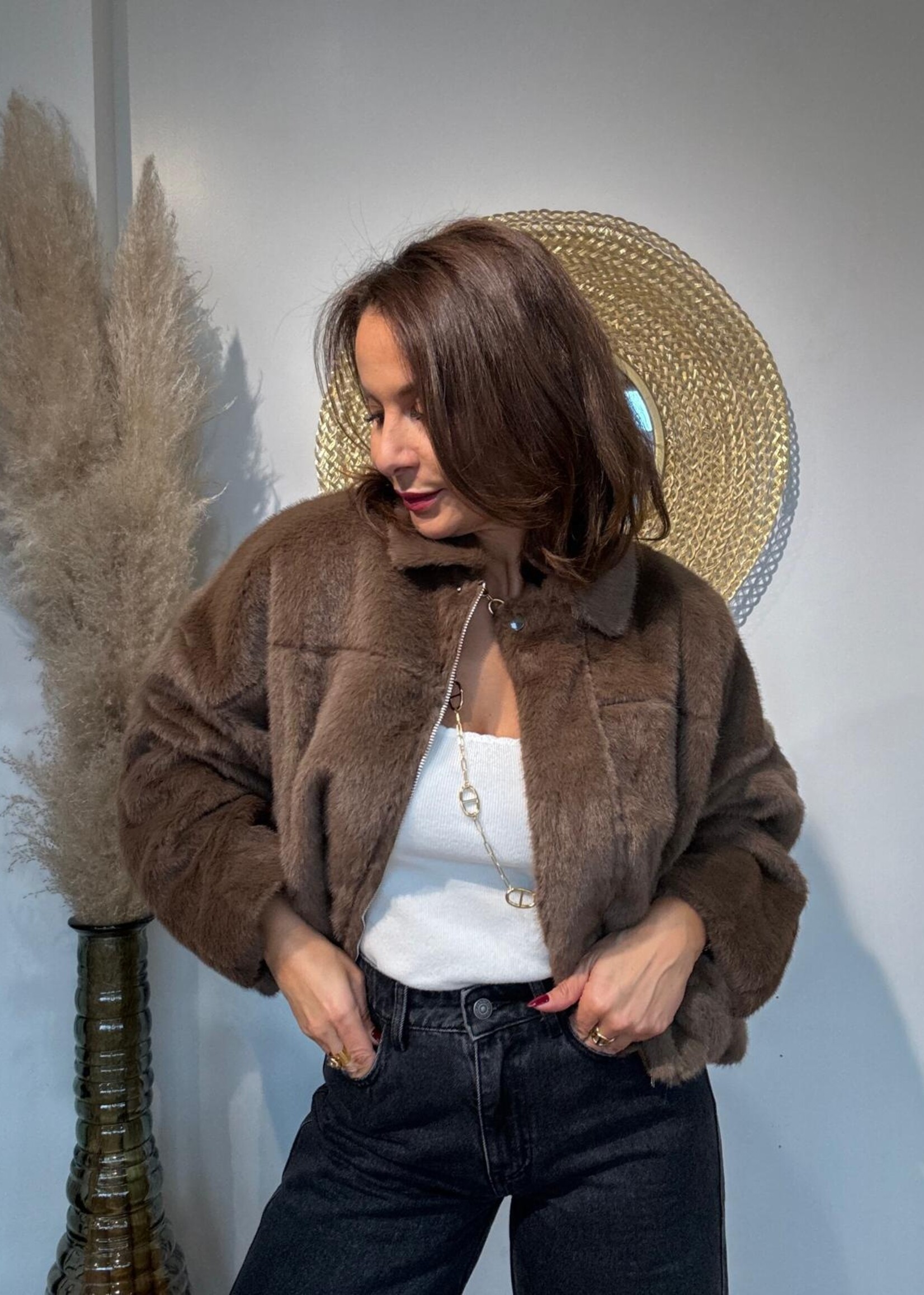 VESTE BOMBER FAUX-FUR
