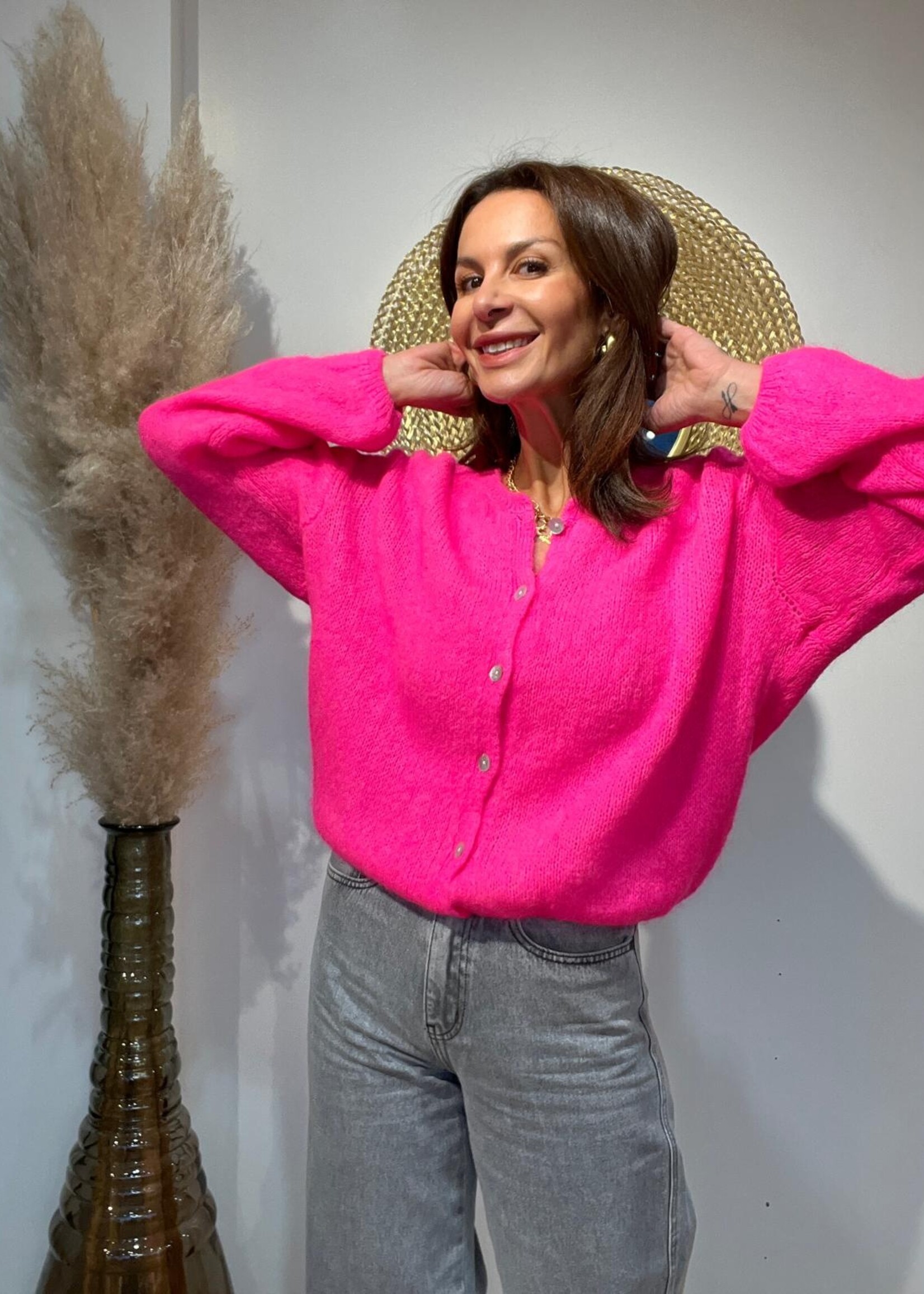 GILET COL ROND MOHAIR A BOUTONS - LOUIZA