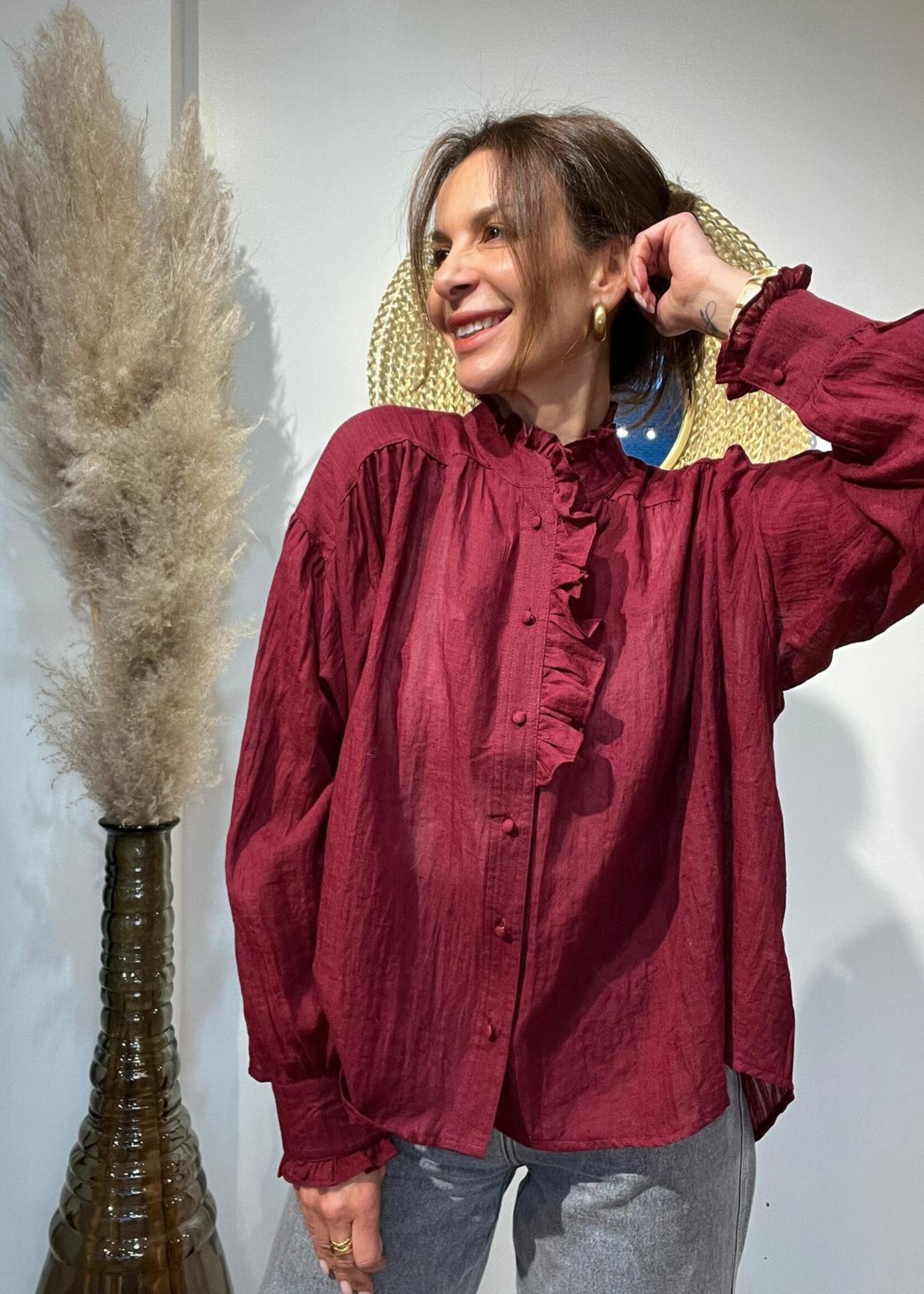 BORDEAUX HEMD MAO-KRAAG - ONE SIZE