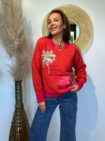 PULL ORANGE LIGNÉ PALMIER STRASS- ONE SIZE