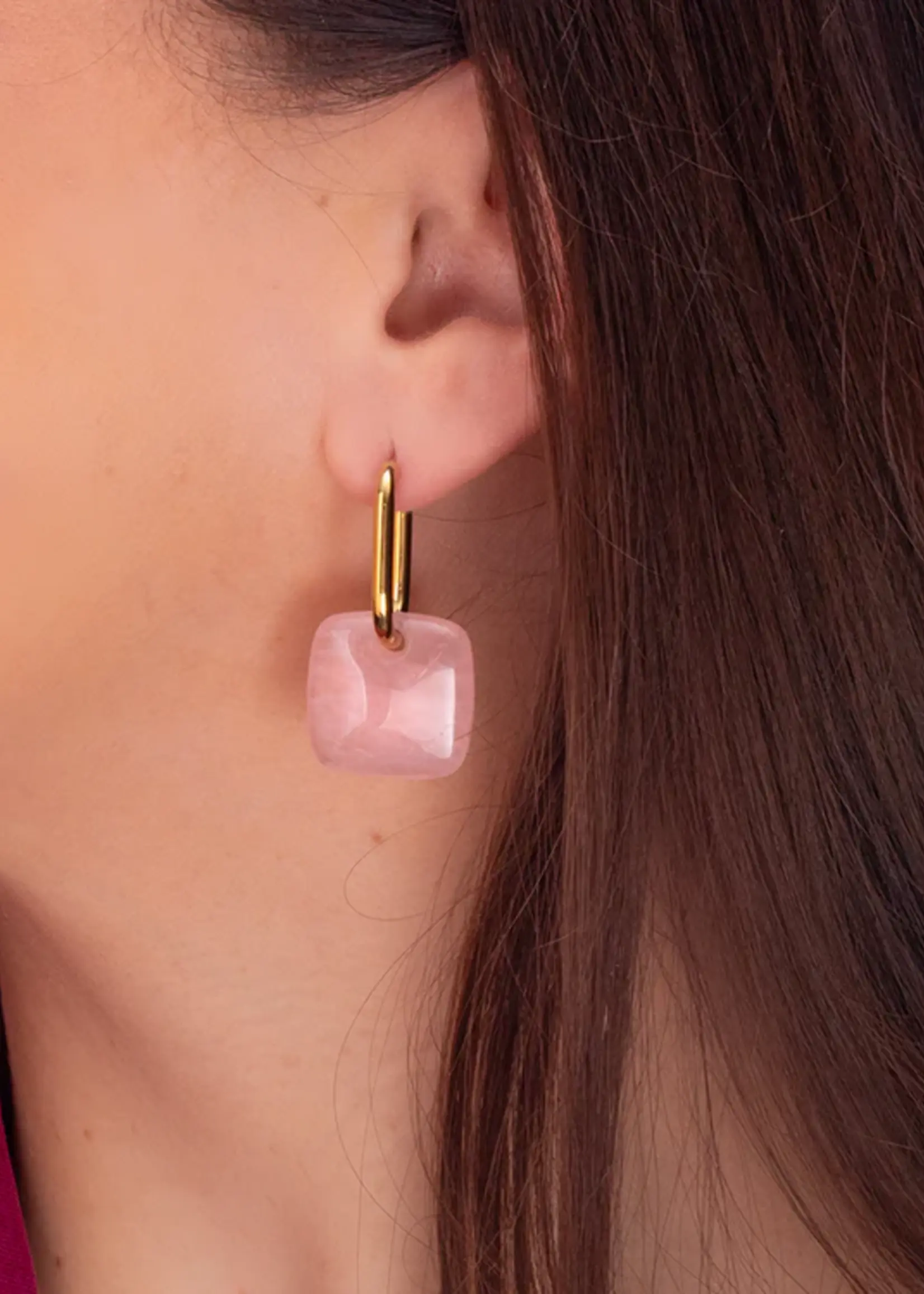 KOSMIC EARRING PENDANT SQUARED GEM 20mm - MELANO