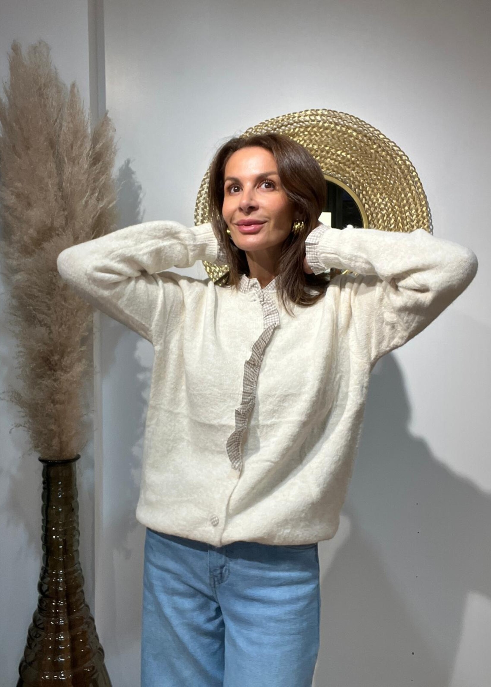 GILET ECRU DÉTAIL VICHY- ONE SIZE